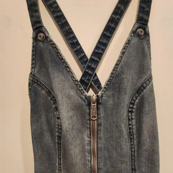 NWT $328 DieselWomen's De-Chatty Denim Jumpsuit Overalls XXS
